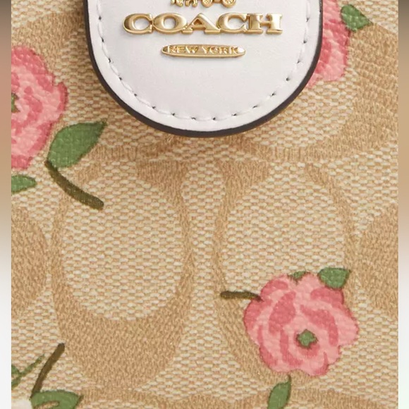 Coach Medium Corner Zip Wallet In Signature Canvas With Floral Print nwt - Picture 3 of 5